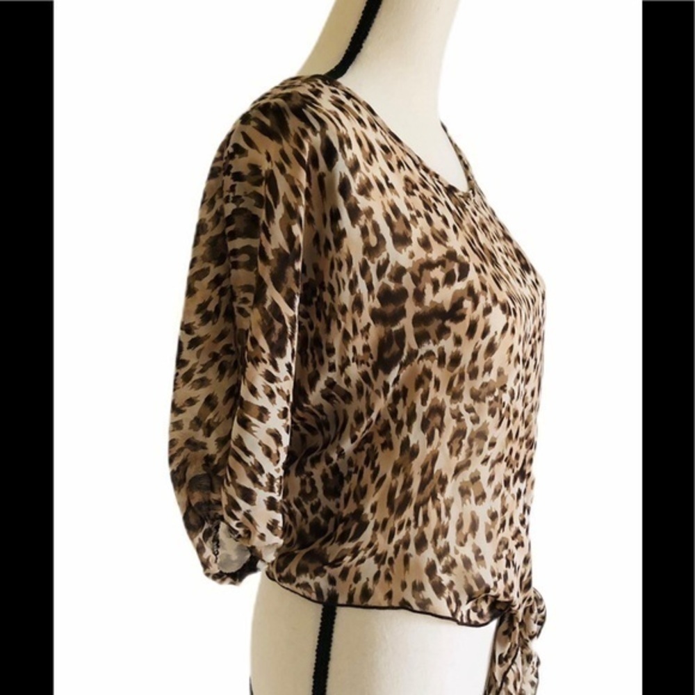 April Leopard Print Chiffon Crop Top - Picture 2 of 4